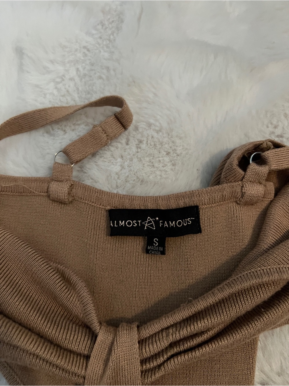 Almost Famous Beige Tie-Front Knit Tank - Picture 2 of 4